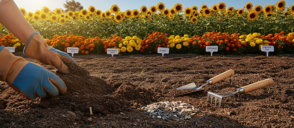Preparing soil for sun-loving flowers
