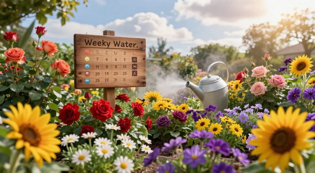 best watering schedule for garden flowers