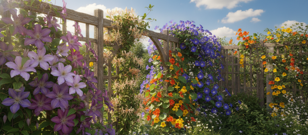 climbing flowers for fences and trellises