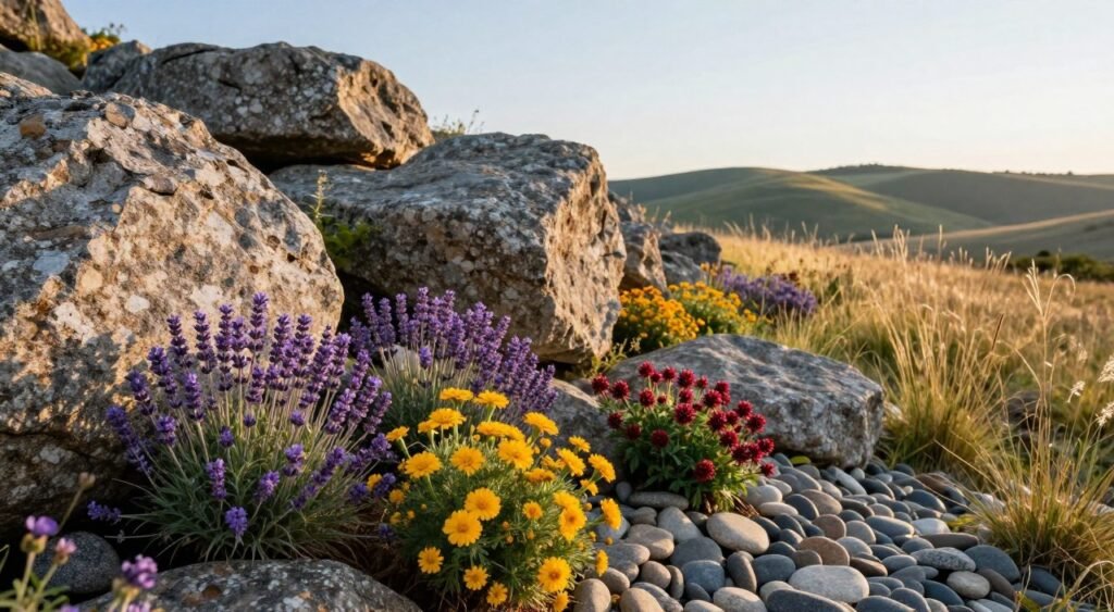 flowers that complement stone landscapes