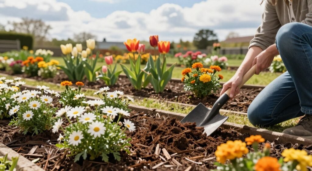 how to mulch flower beds properly