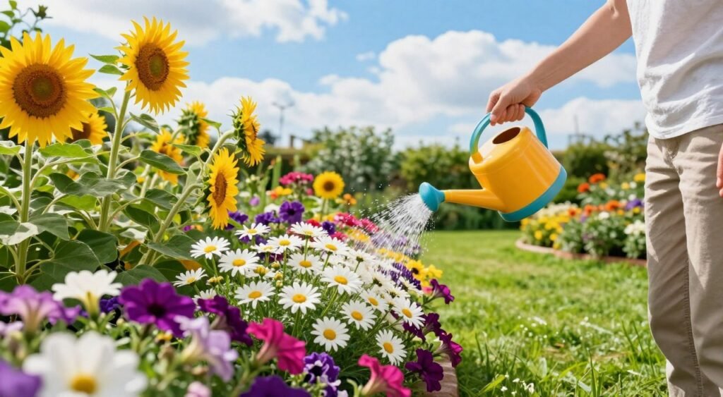 summer flower watering summer flower watering