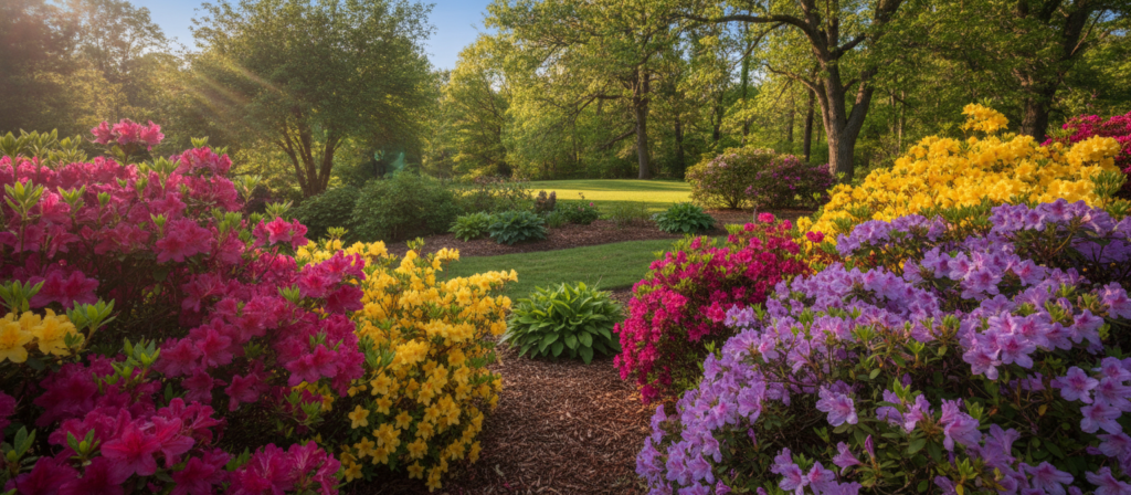 vibrant blooming shrubs