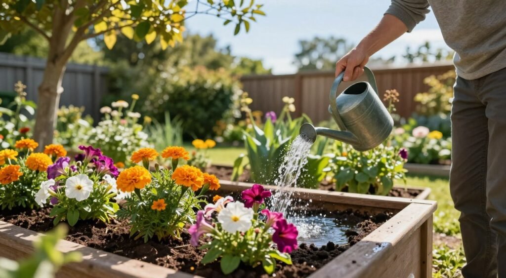 watering raised garden beds